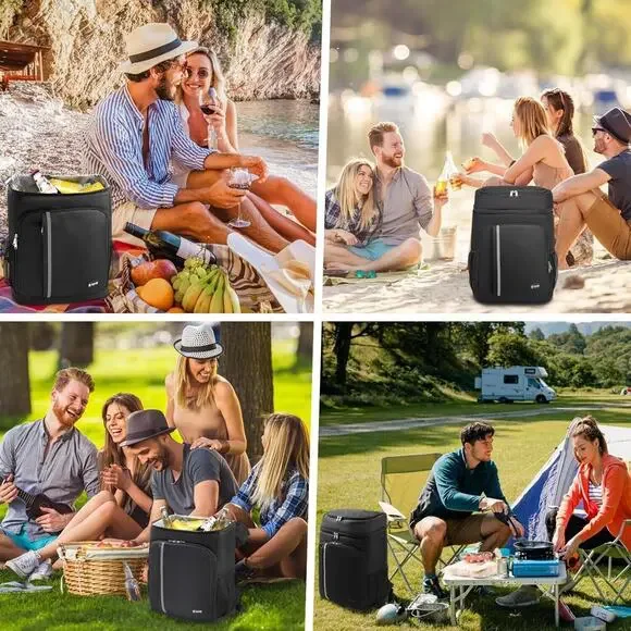 Backpack Cooler,46 Cans Large Cooler 2 Insulated Leak Proof black - Picture 7 of 7